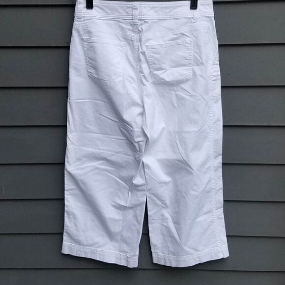 Chaps White Cotton Blend Cropped Pants Size 8 - Picture 3 of 7